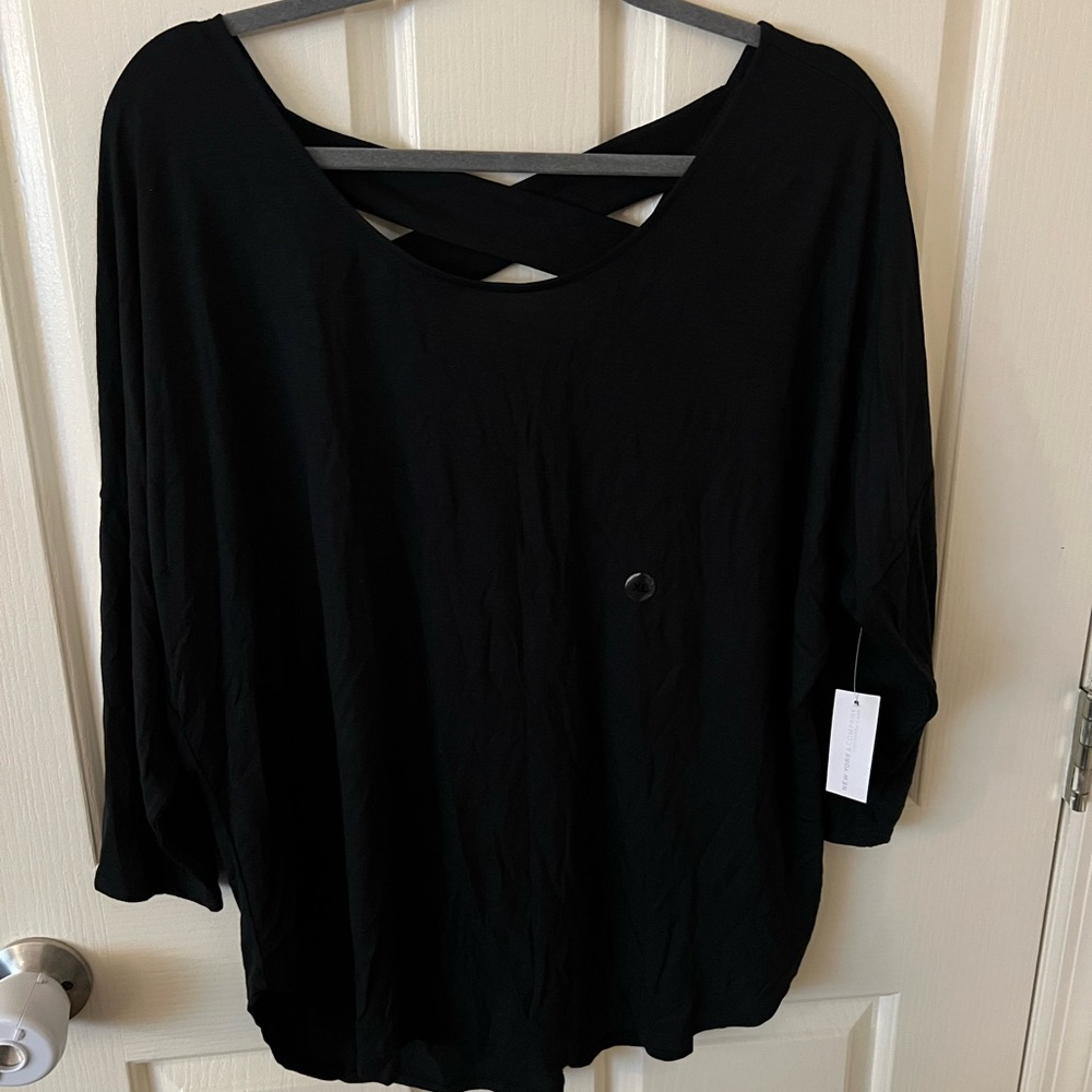 New York & Company Black 3/4 Sleeve Blouse